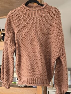 Bluivy -  Oversized Chunky Knit Turtleneck Sweater in Dusty Rose S/M